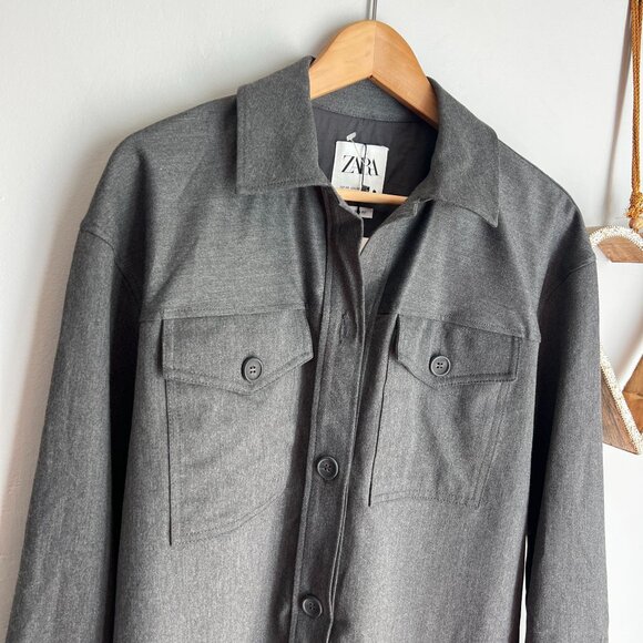 Zara Women's Button Down Shacket Shirt Jacket Relaxed Fit XTRA SMALL XS in Gray - Picture 5 of 10